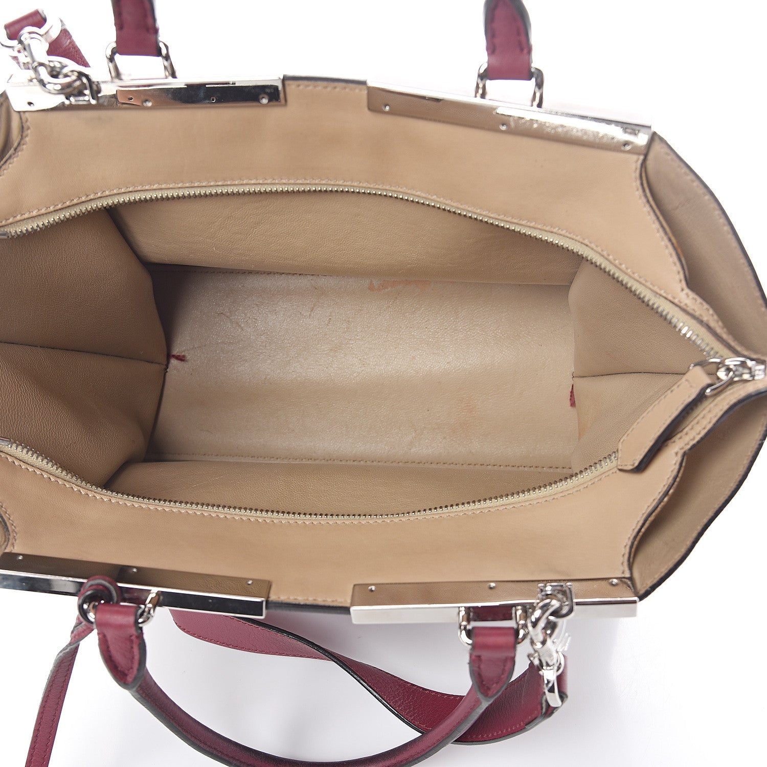 Fendi Vitello Dolce Marmol Shiny Nappa Petite 3Jours Tote Bordeaux 4 of 11