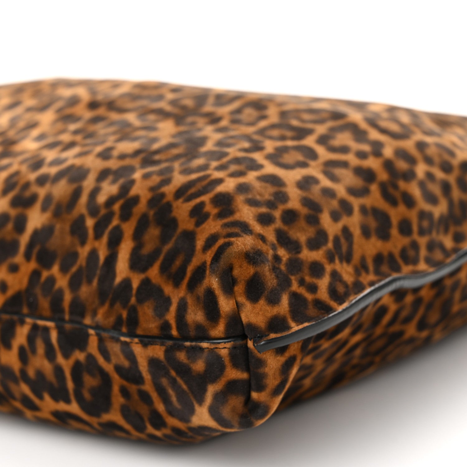 Saint Laurent Suede Leopard Print Medium Suzanne Hobo Manto Naturale 11 of 11