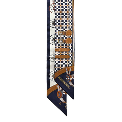 Hermes Silk Les Voitures Nouvelle Twilly Marine Caramel Black 2 of 4