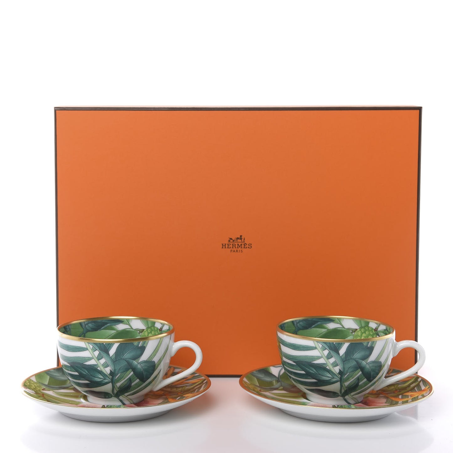Porcelain Passifolia Tea Cup And Saucer Set Of 2