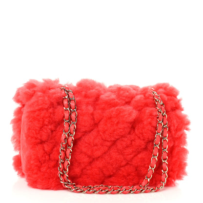 Chanel Shearling Lambskin Quilted Flap Bright Red 2 of 9