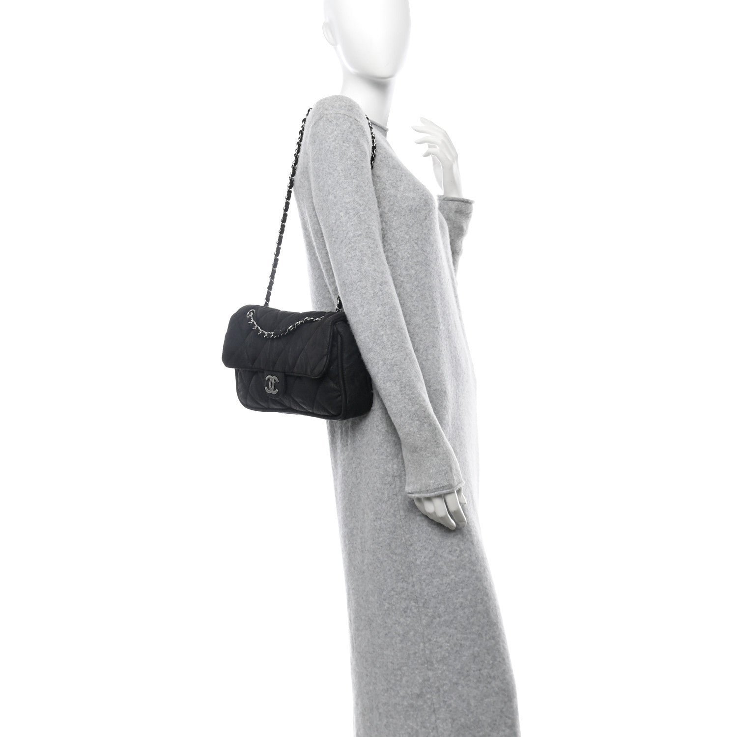 Chanel Coated Canvas Quilted Le Marais Flap Black 2 of 11