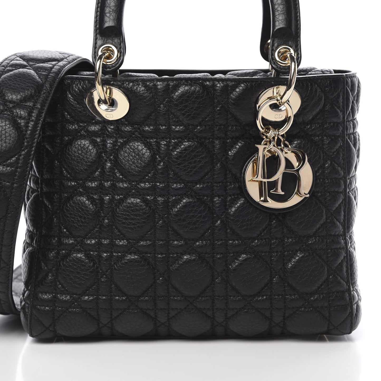 Grained Calfskin Cannage Medium Supple Lady Dior Black