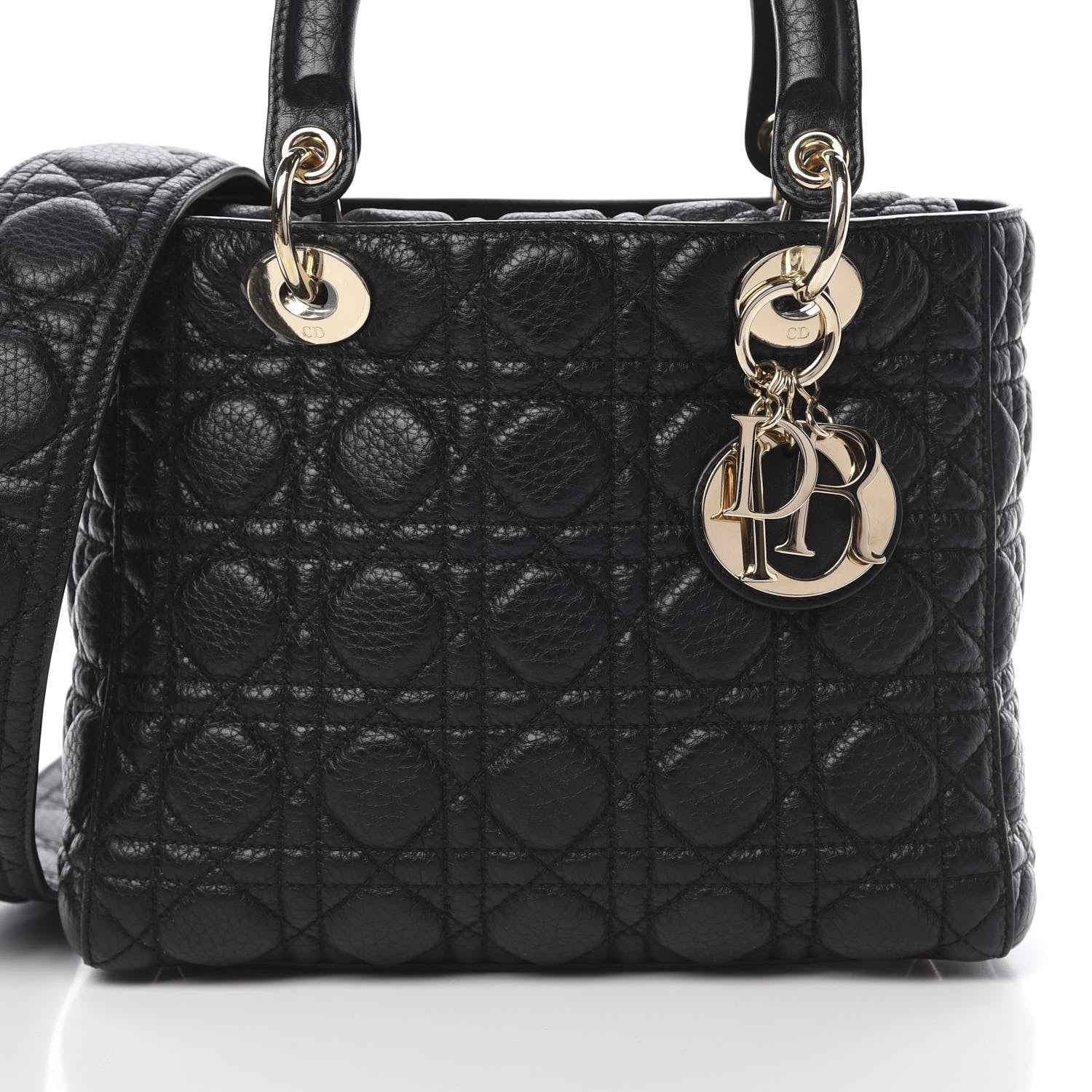 Christian Dior Grained Calfskin Cannage Medium Supple Lady Dior Black 8 of 13