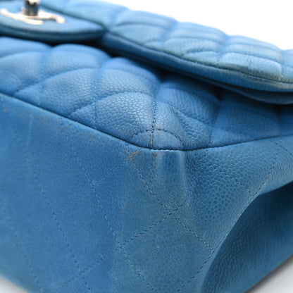 Chanel Iridescent Caviar Quilted Jumbo Double Flap Blue 10 of 21