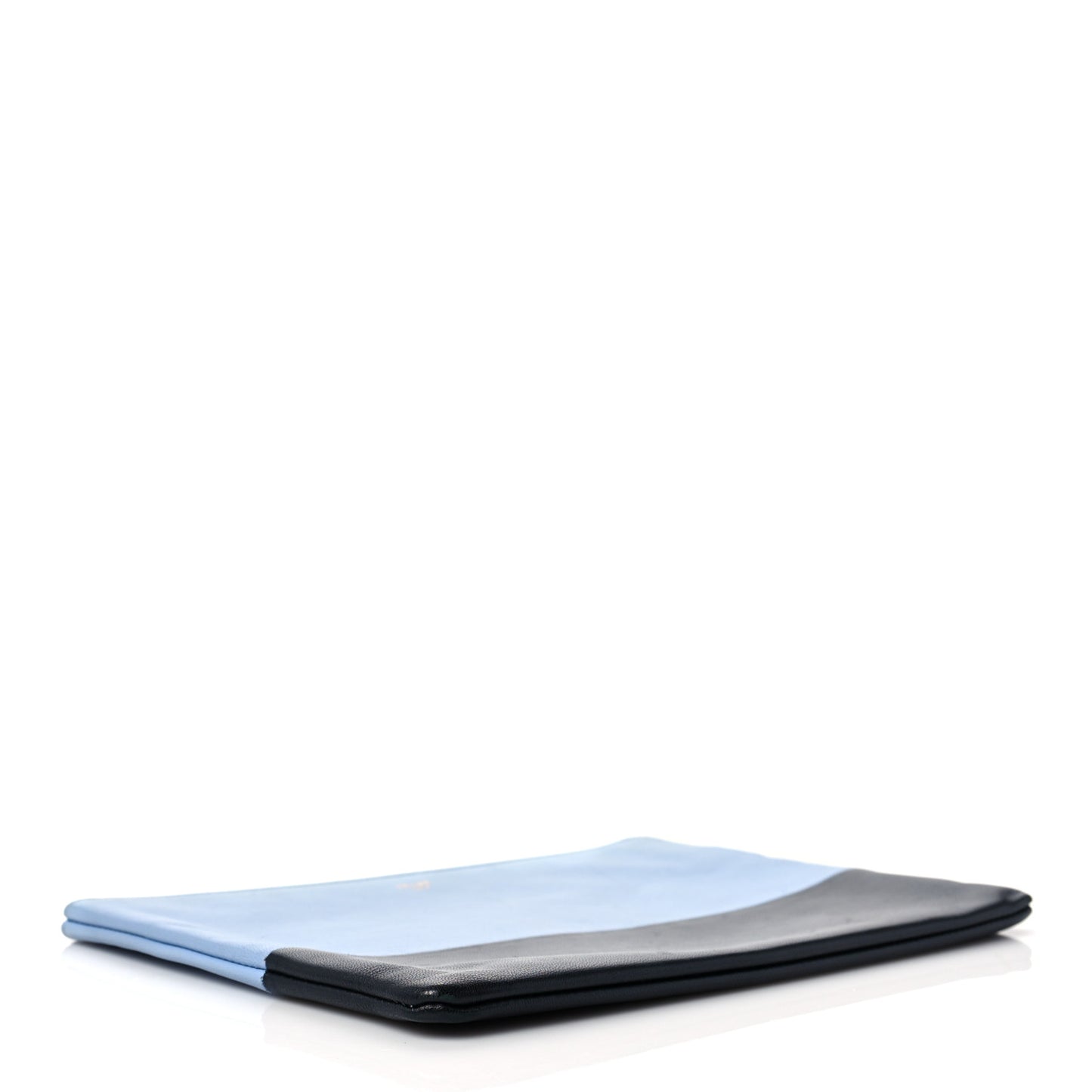 Smooth Lambskin Bi-Color Solo Clutch Pouch Blue Black