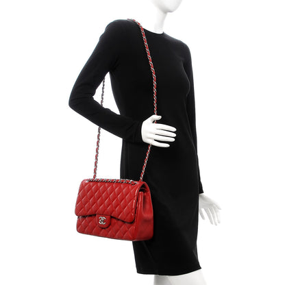 Chanel Lambskin Quilted Jumbo Double Flap Red 2 of 11