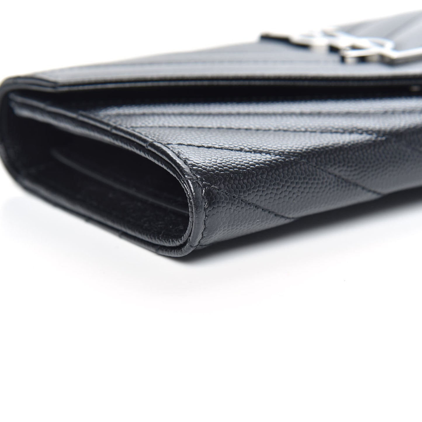 Grain De Poudre Matelasse Chevron Monogram Flap Wallet Black