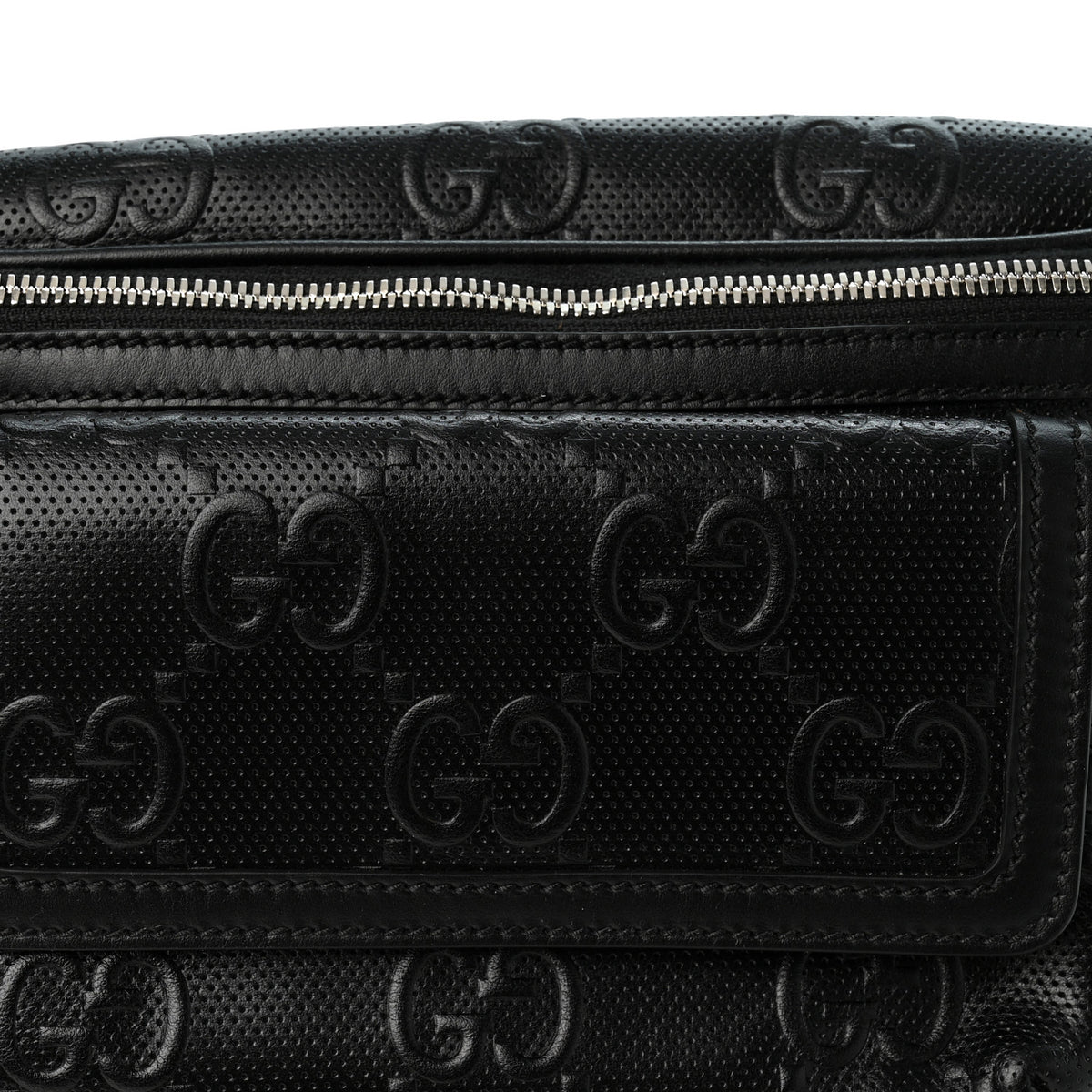 Gucci Calfskin GG Tennis Embossed Pocket Belt Bag Black 7 of 9