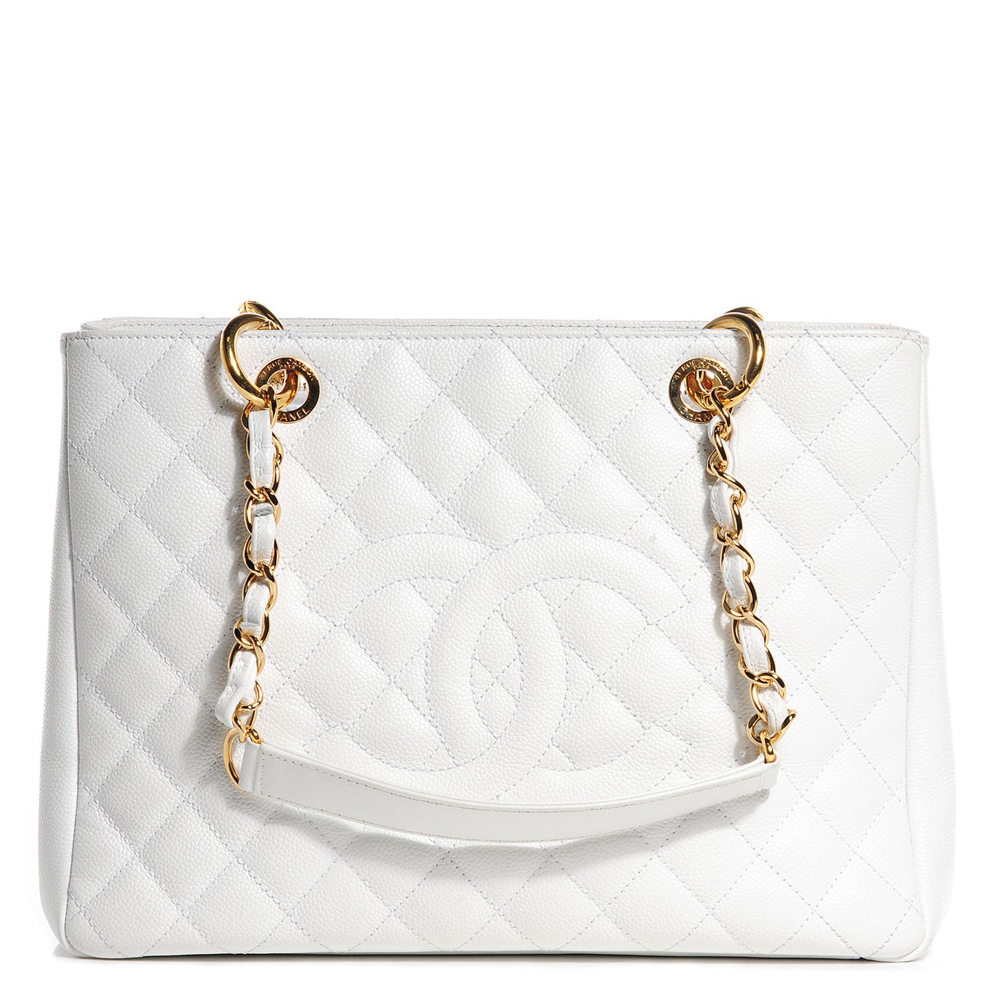 Caviar Quilted Grand Shopping Tote GST White