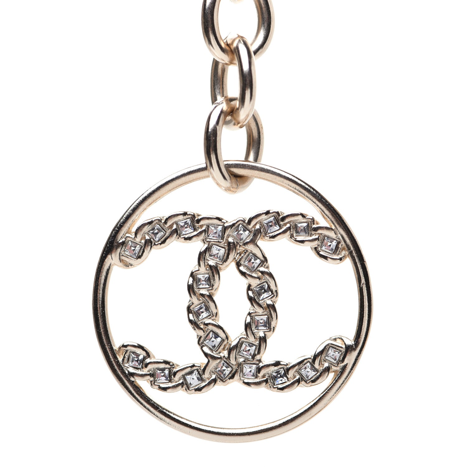 Chanel Metal Strass Crystal Logo Necklace Gold 5 of 7