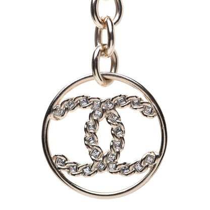 Chanel Metal Strass Crystal Logo Necklace Gold 5 of 7