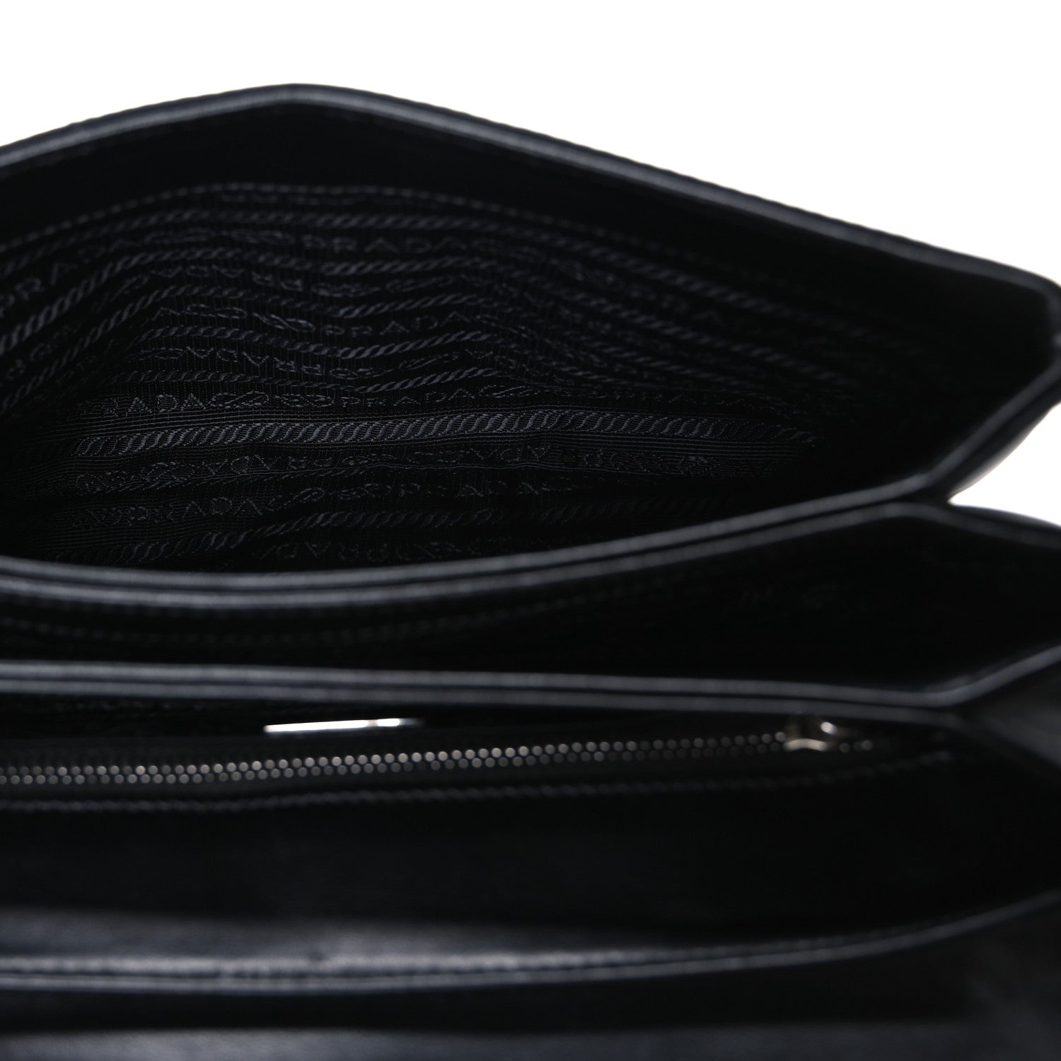 Prada Saffiano Tessuto Nylon Chain Shoulder Bag Black 5 of 10