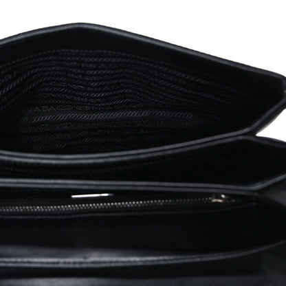 Prada Saffiano Tessuto Nylon Chain Shoulder Bag Black 5 of 10