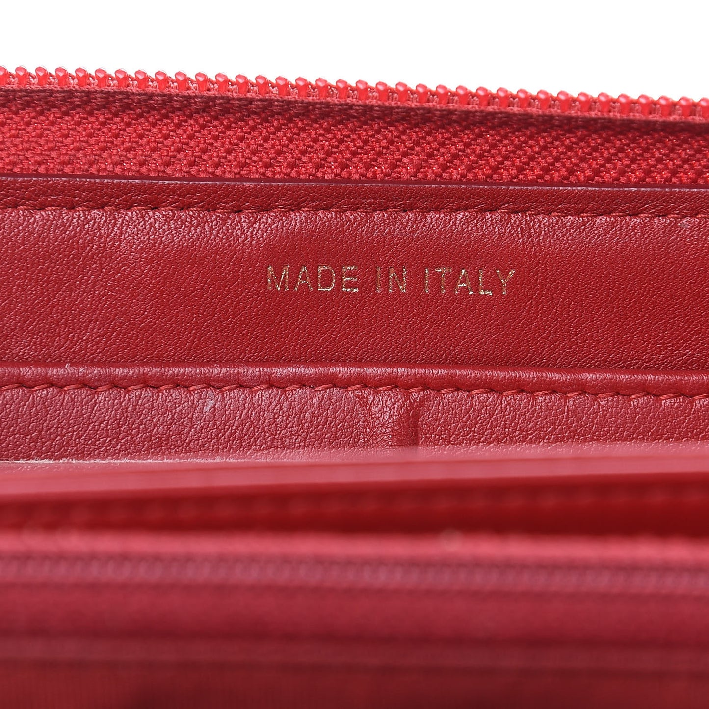 Lambskin Chevron Quilted Zip Around Boy Wallet Red