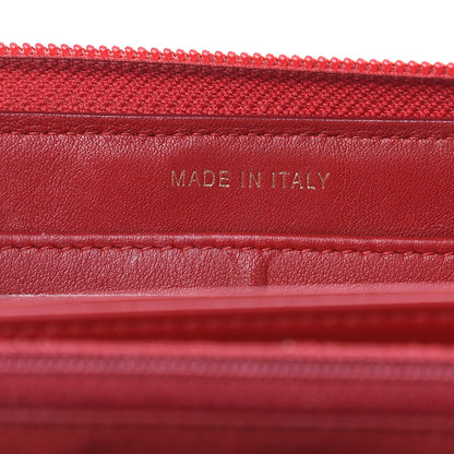 Chanel Lambskin Chevron Quilted Zip Around Boy Wallet Red 7 of 14