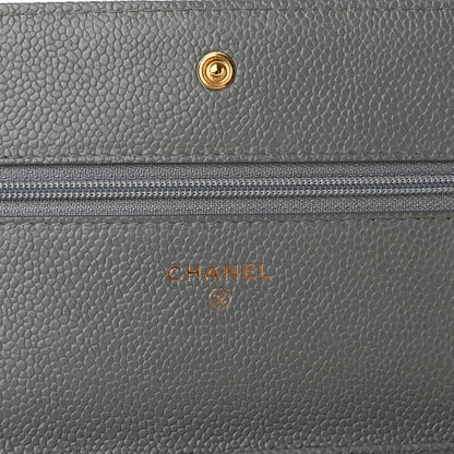 Chanel Caviar Quilted Boy Wallet On Chain WOC Grey 6 of 15