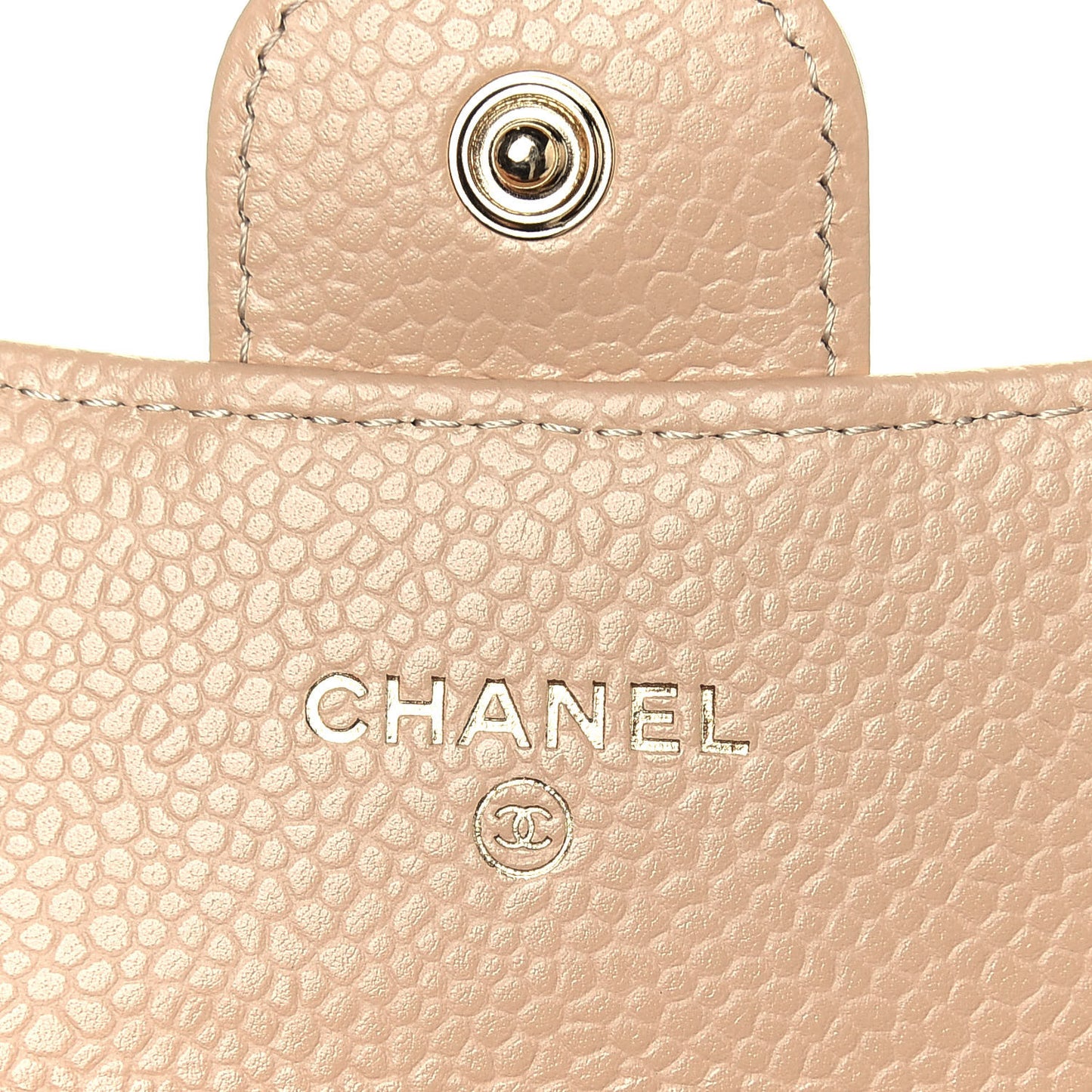 Caviar Quilted Flap Card Holder Wallet Beige
