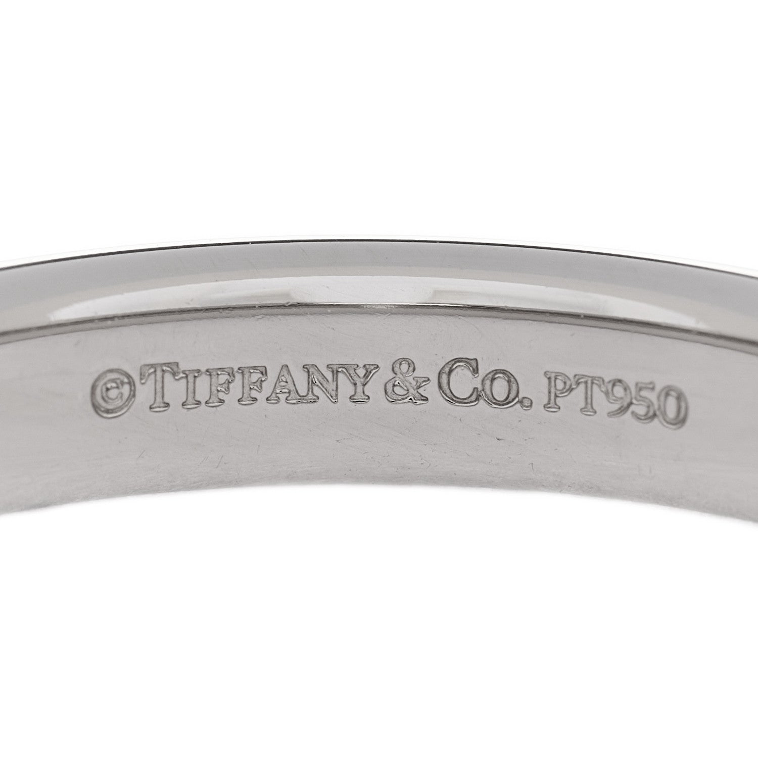 Tiffany Platinum Diamond Logo Band Ring 60 9.25 4 of 5