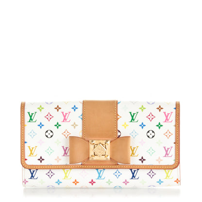 Louis Vuitton Monogram Multicolor Sarah Noeud Wallet White Litchi 1 of 7