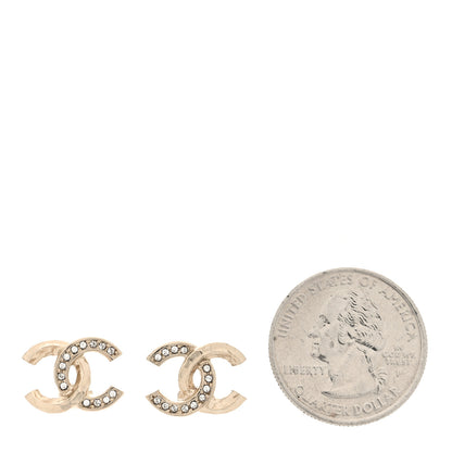 Chanel Metal Crystal CC Earrings Gold 2 of 4