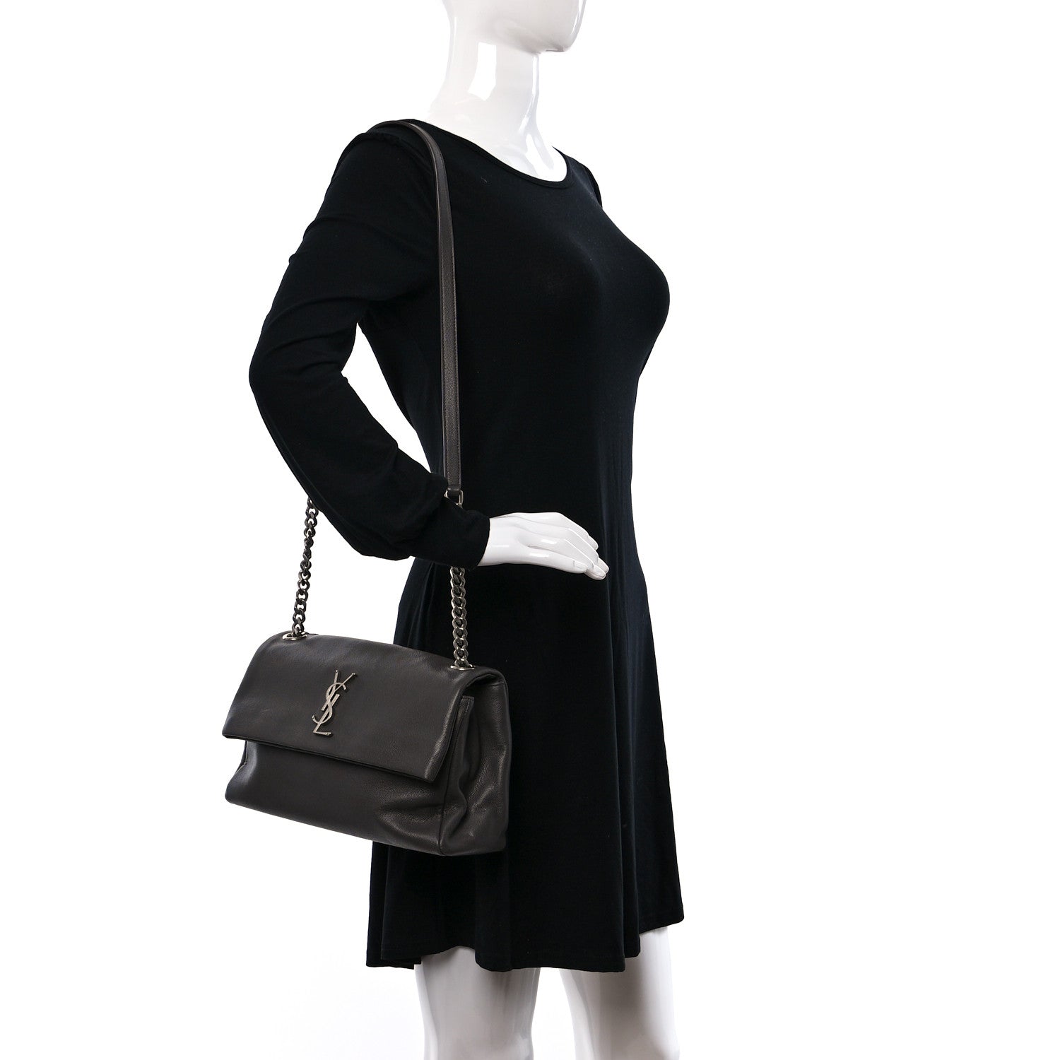 Saint Laurent Grain De Poudre Medium West Hollywood Monogram Fold-Over Earth 2 of 9