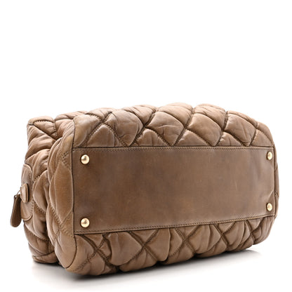 Chanel Lambskin Bubble Quilt Bowler Dark Beige 4 of 10
