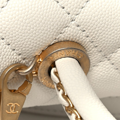 Chanel Caviar Quilted Mini Coco Chain Handle Flap White 11 of 12