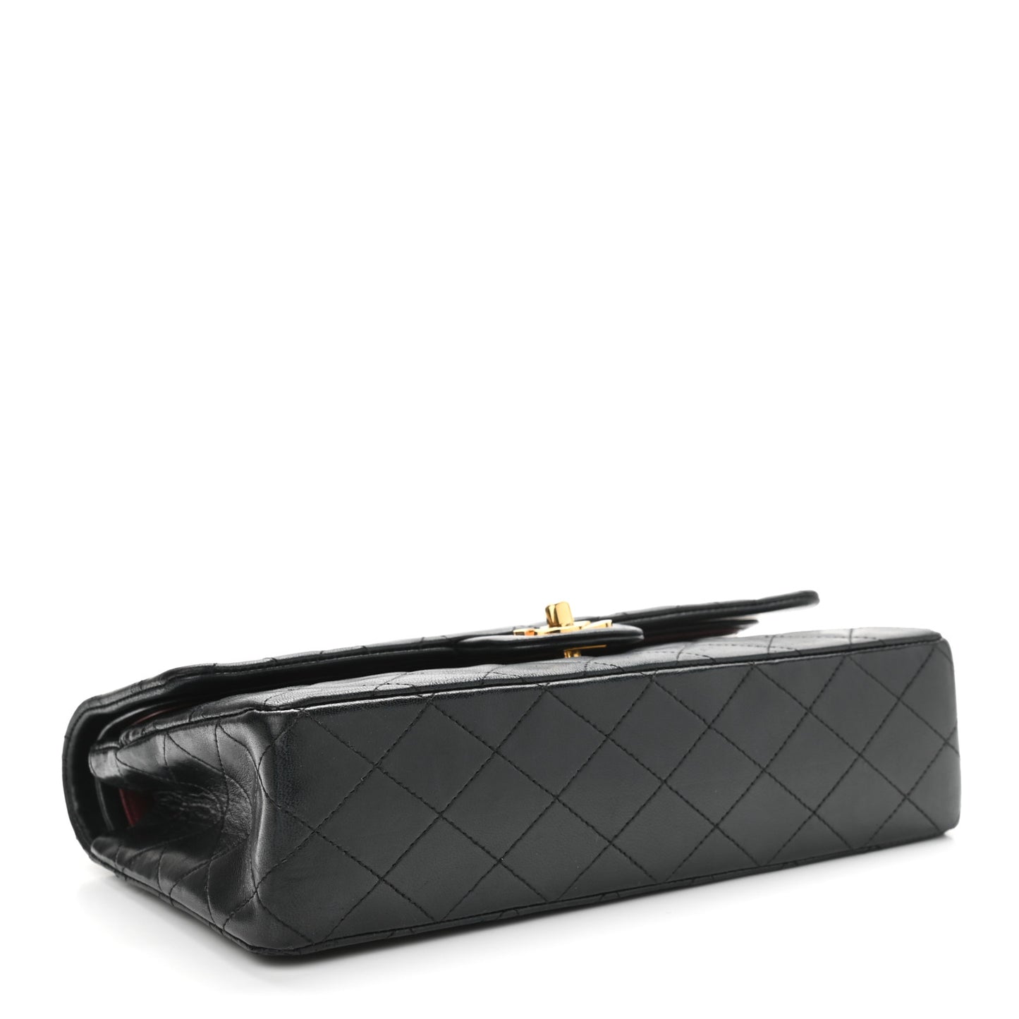 Lambskin Quilted Medium Double Flap Black