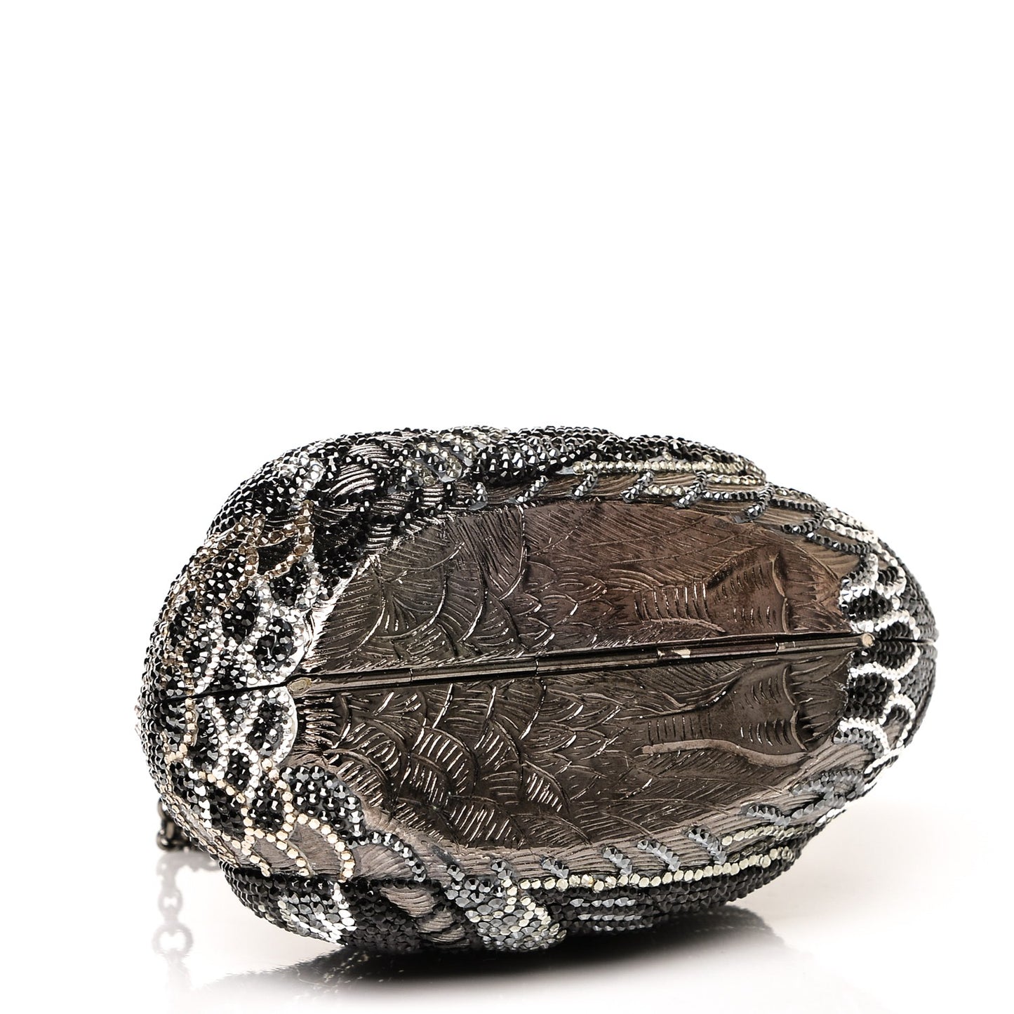 Swarovski Crystal Swan Minaudiere Clutch Black Silver