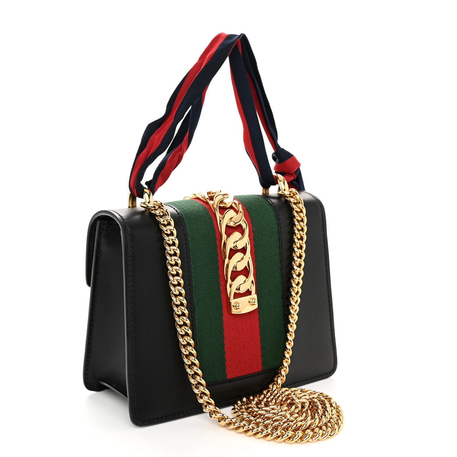 Gucci Calfskin Mini Sylvie Chain Shoulder Bag Black 3 of 11