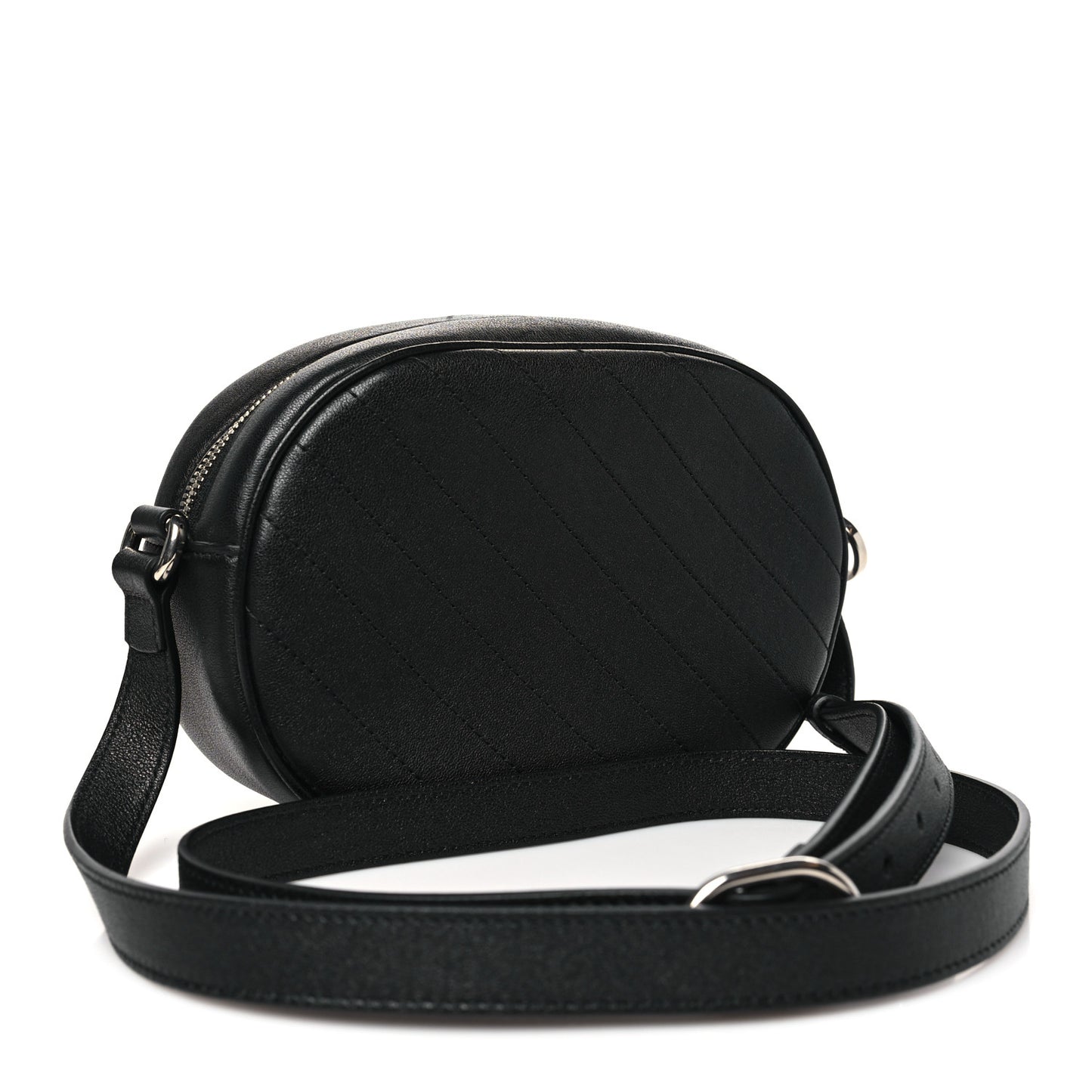 Sakai Be Green Calfskin Diagonal Stitched Mini Blondie Shoulder Bag Black