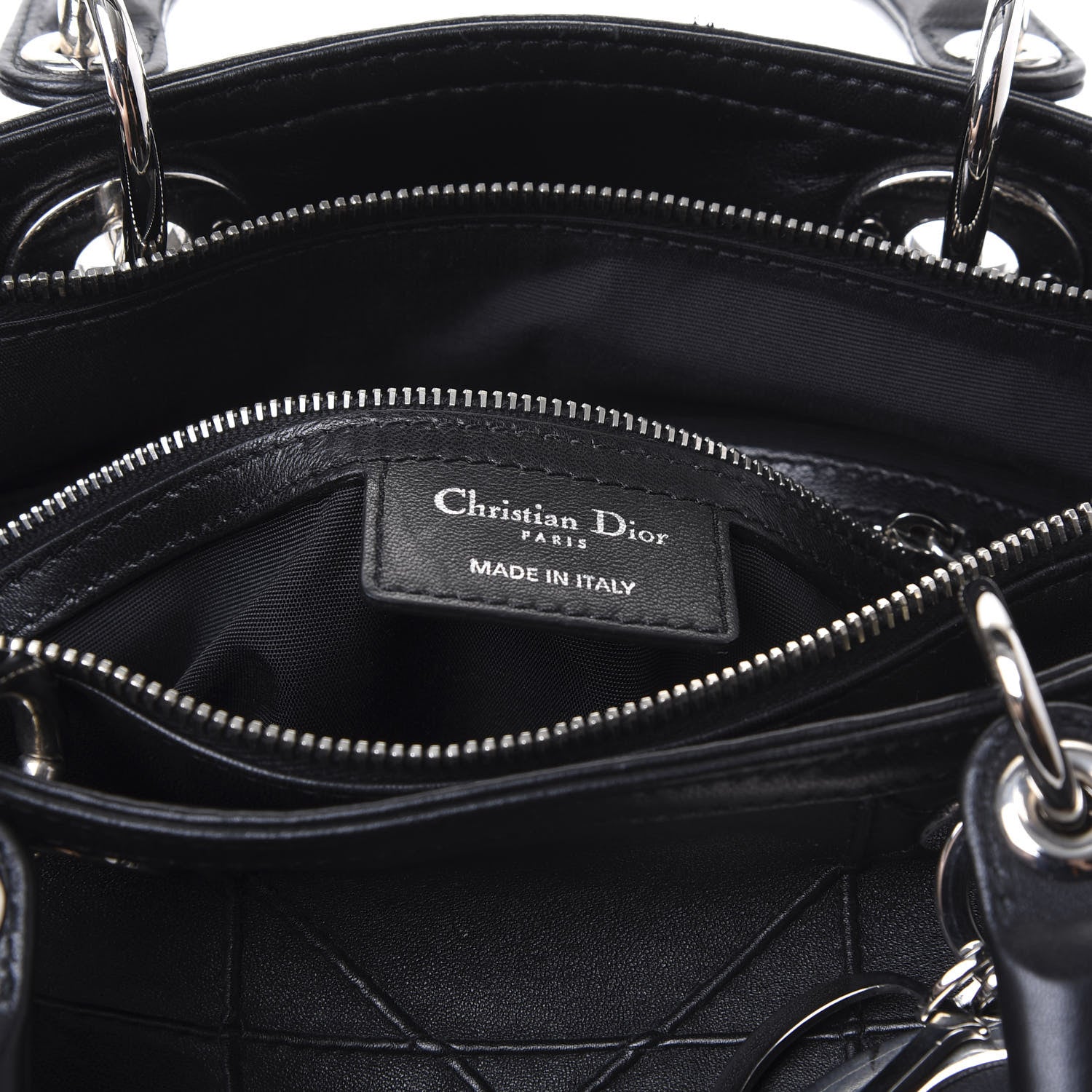 Christian Dior Lambskin Cannage Granville Polochon Black 5 of 10