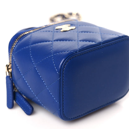 Chanel Lambskin Quilted Top Handle Mini Vanity Case With Chain Blue 9 of 10