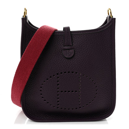 Hermes Taurillon Clemence Amazone Evelyne TPM  Cassis Rouge Grenat 1 of 10