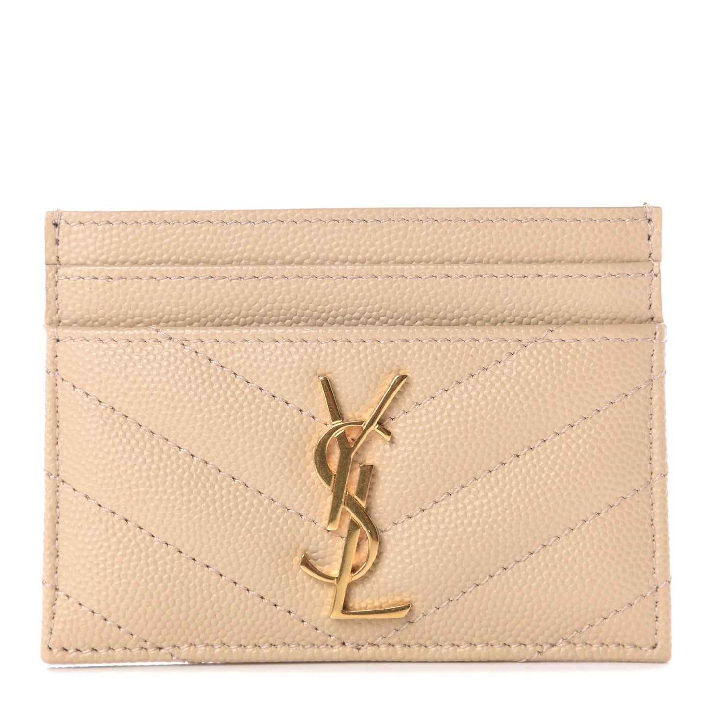 Grain De Poudre Matelasse Chevron Monogram Credit Card Case Nude Powder