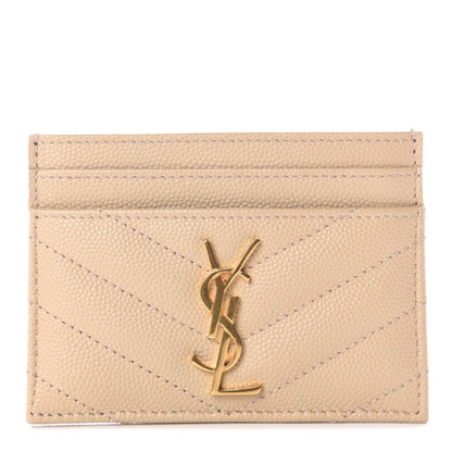 Saint Laurent Grain De Poudre Matelasse Chevron Monogram Credit Card Case Nude Powder 1 of 8