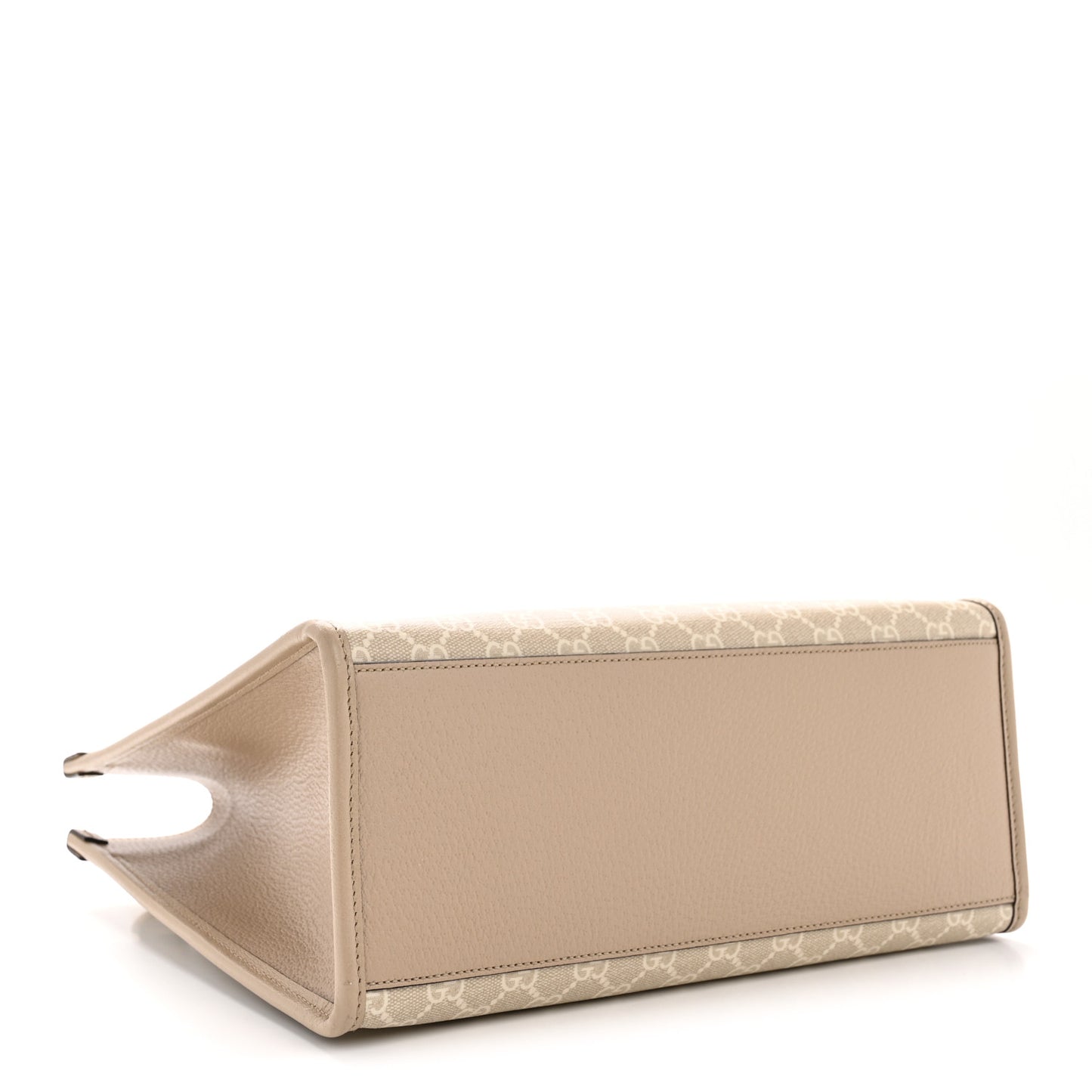 GG Supreme Monogram Textured Dollar Calfskin Small Retro Interlocking G Tote Bag Beige Mystic White Oatmeal