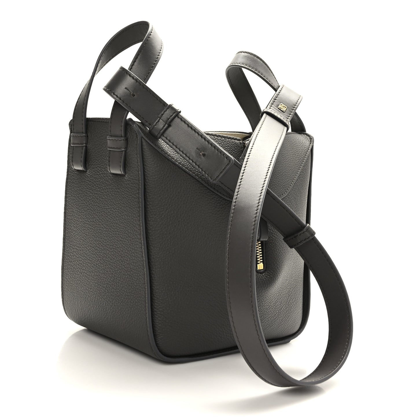 Soft Grained Calfskin Compact Hammock Shoulder Bag Grey