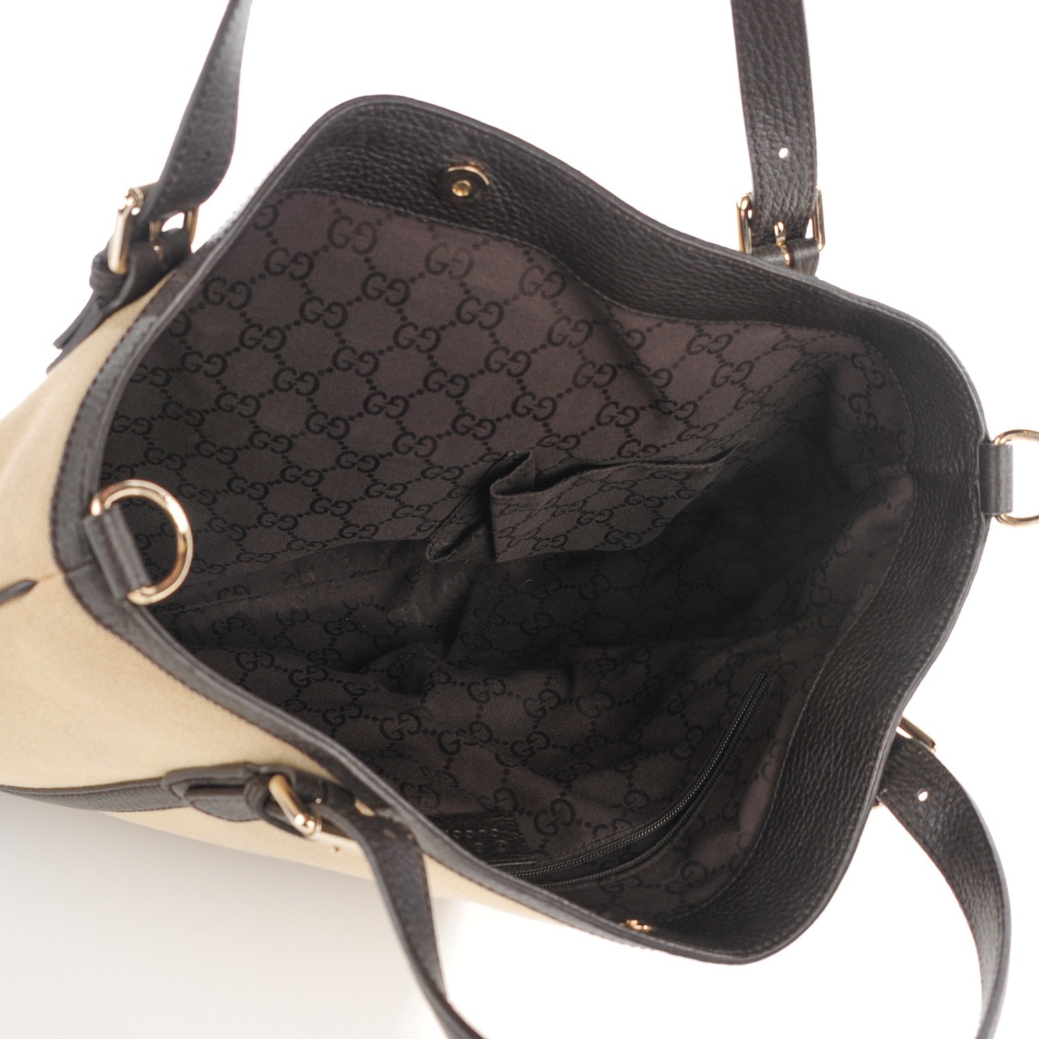 Gucci Canvas Britt Tote Dark Brown 5 of 7