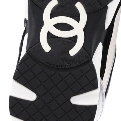 Chanel Mesh Suede Calfskin Grained Calfskin Womens CC Sneakers 39 Black White Silver 8 of 10