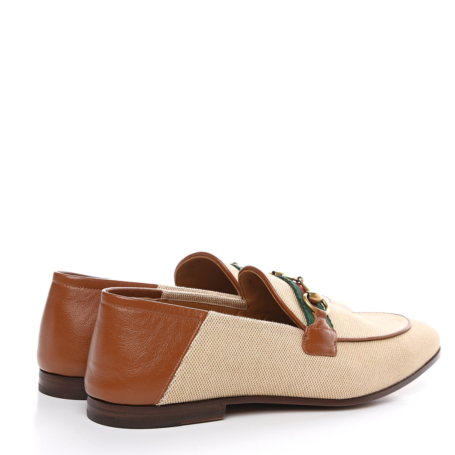 Gucci Canvas Web Mens Brixton Horsebit Loafers 9.5 Sand Light Cuir 4 of 9