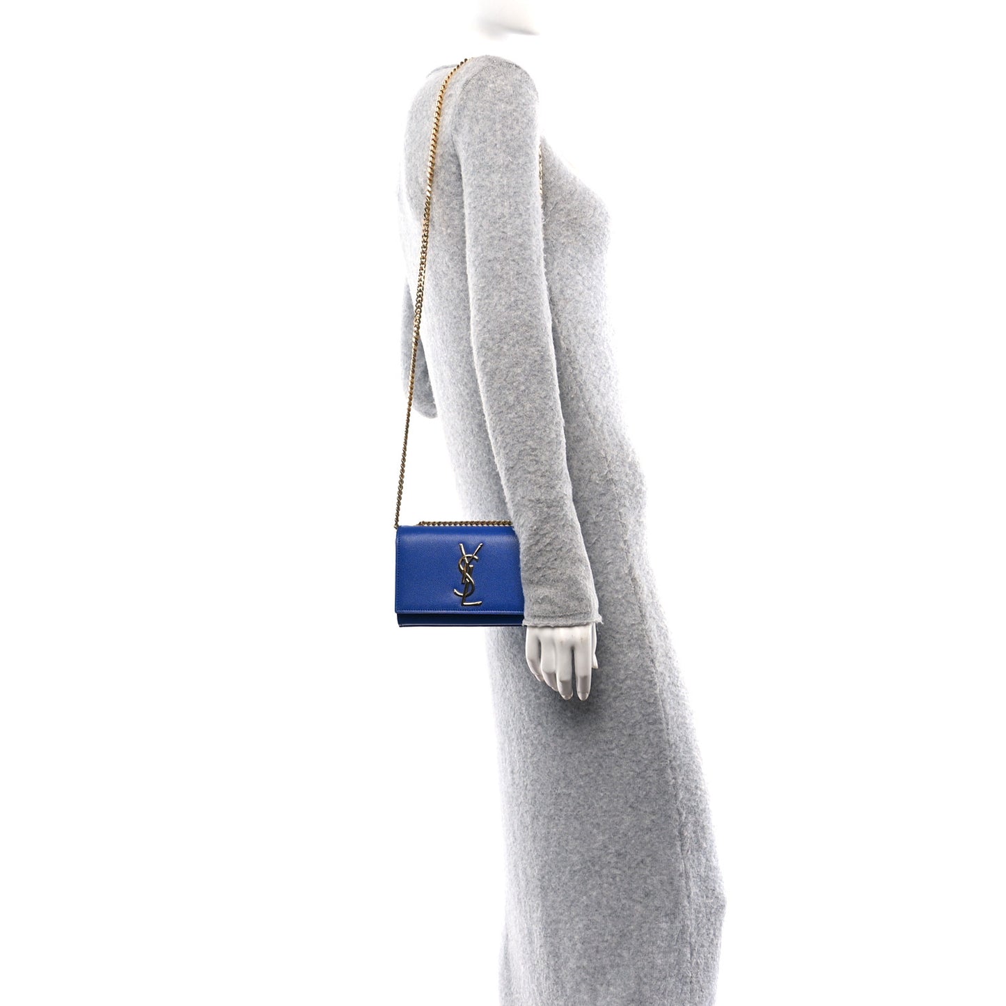 Grain De Poudre Small Classic Monogram Kate Satchel Bleu Majorelle