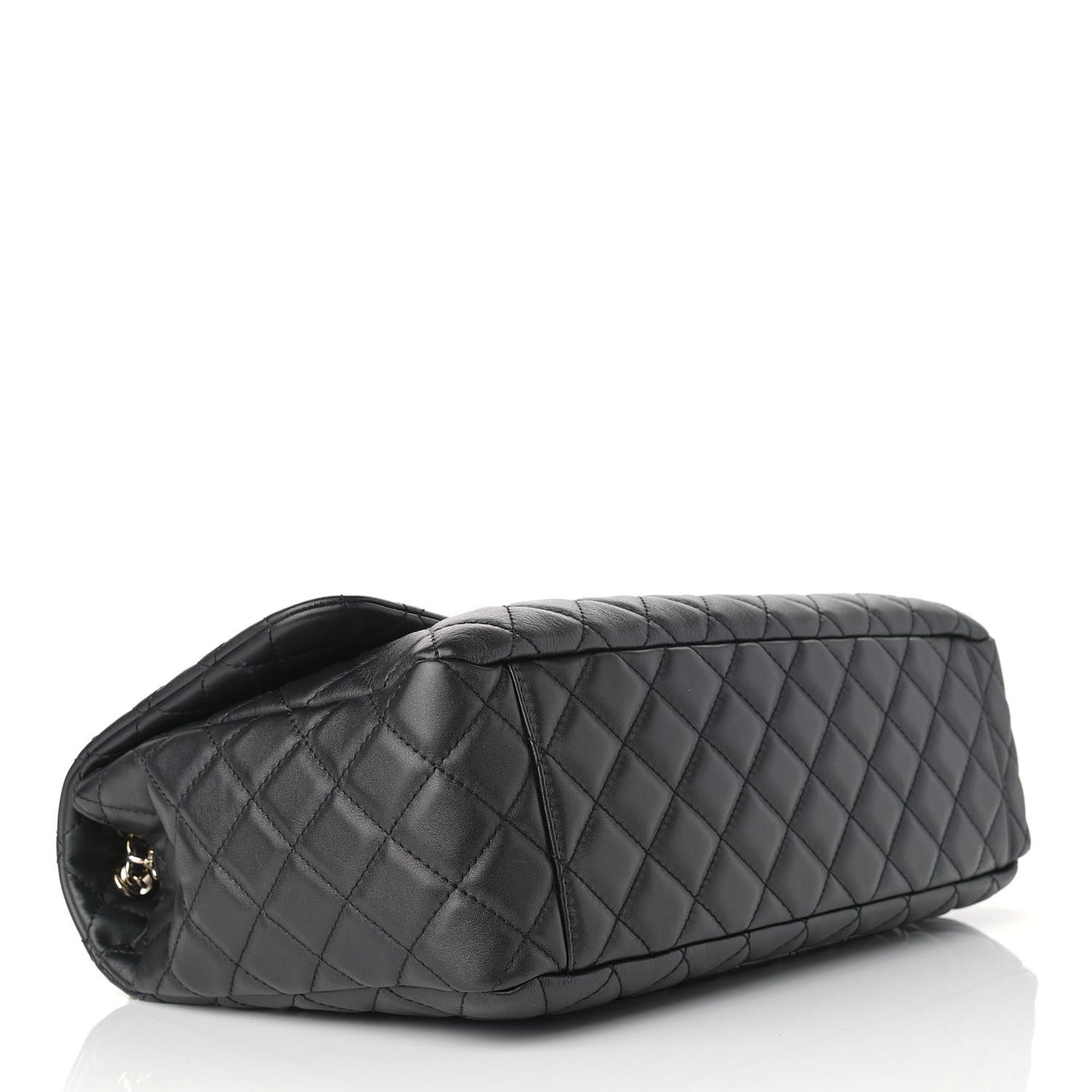 Metallized Calfskin Quilted Small XXL Travel Flap Bag Black