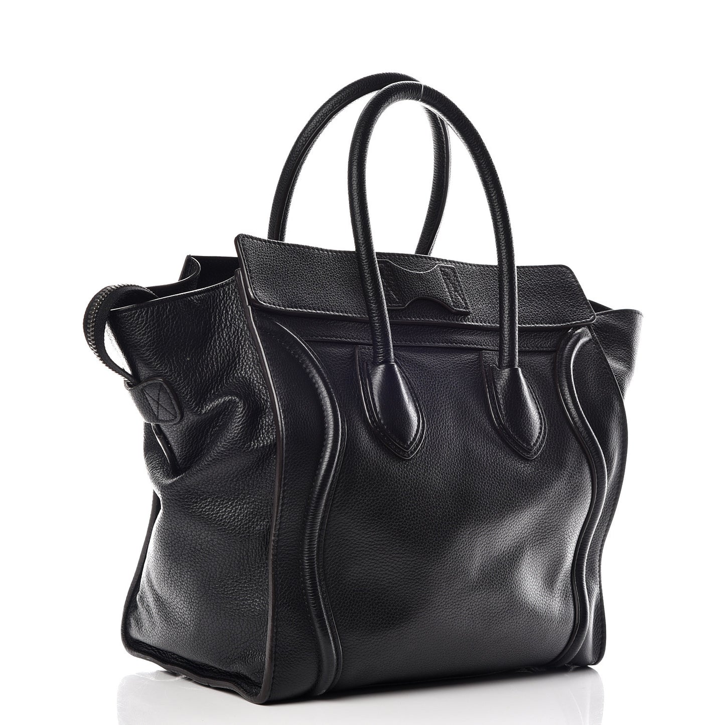 Drummed Calfskin Mini Luggage Black