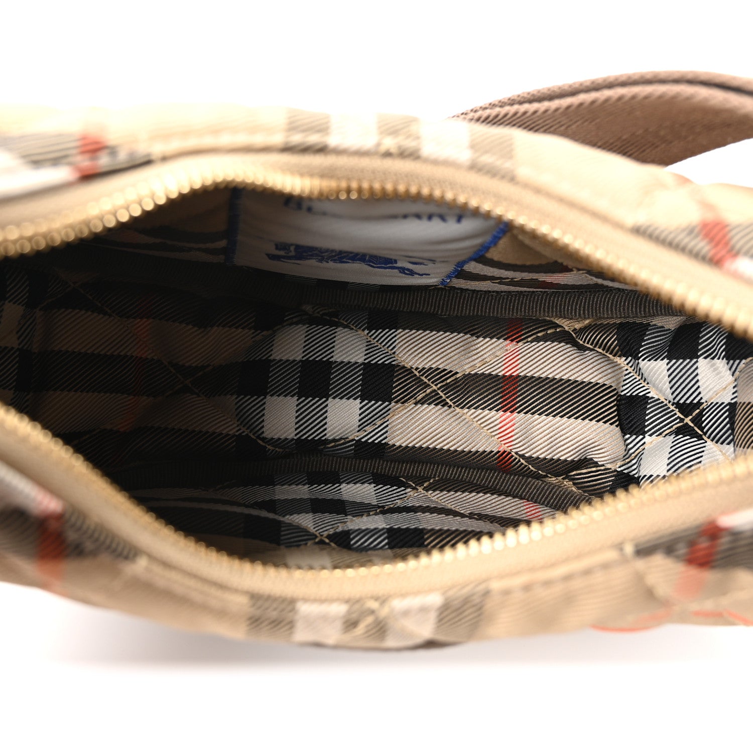Burberry Nylon Check Horseshoe Crossbody Bag Sand Beige 5 of 9