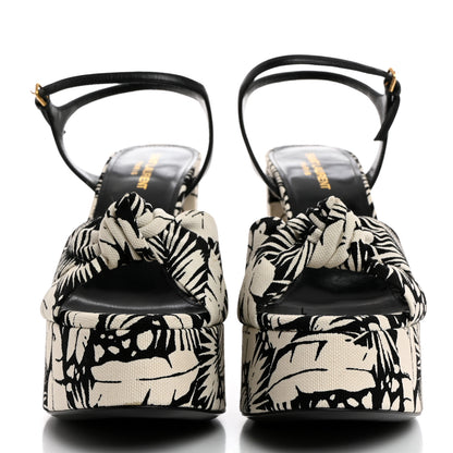 Saint Laurent Canvas Floral Bianca 125 Platform Sandals 40 Black White 2 of 8