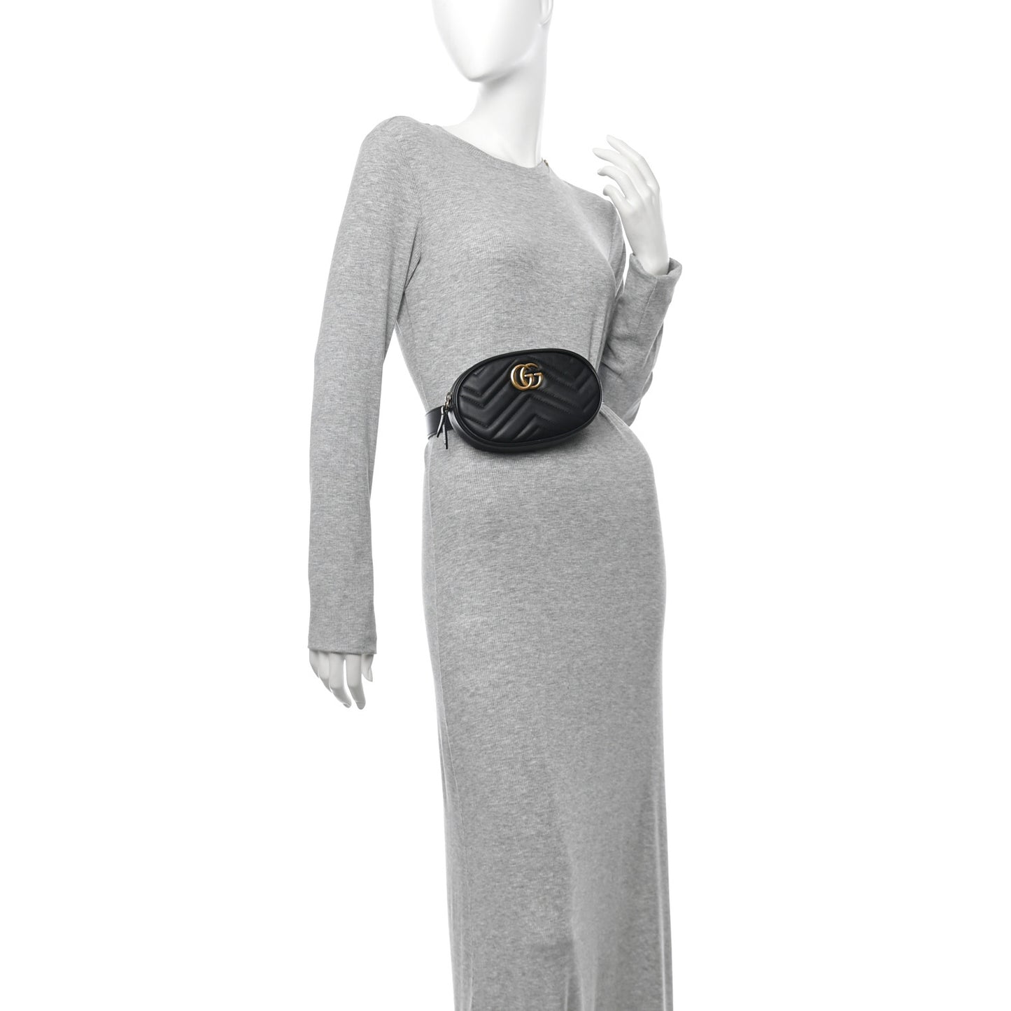 Calfskin Matelasse GG Marmont Belt Bag 75 30 Black