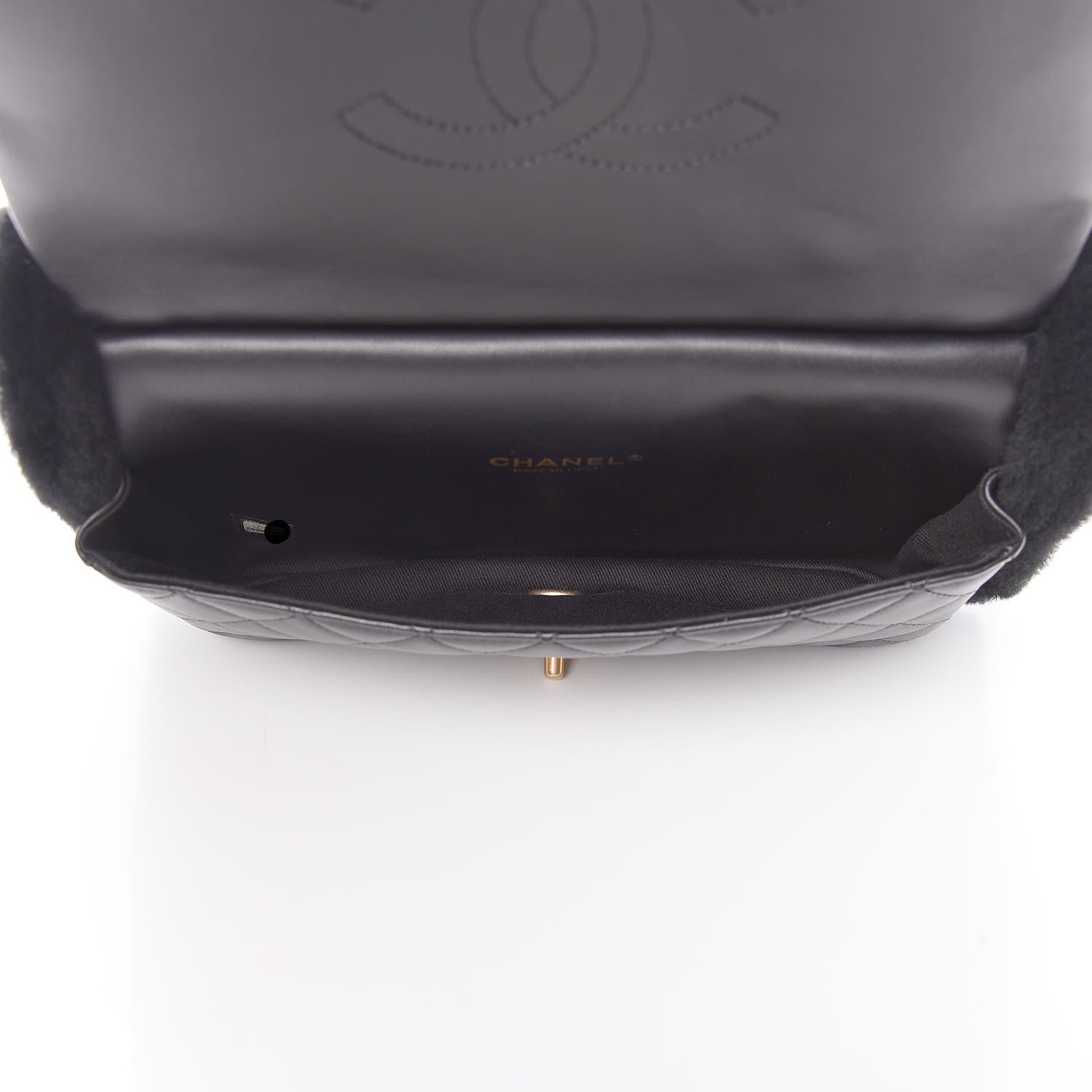Chanel Lambskin Shearling CC Muff Flap Bag Black 5 of 9