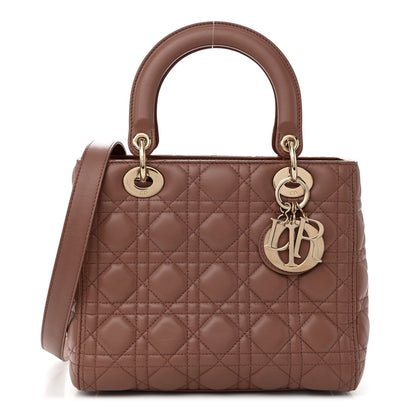 Christian Dior CHRISTIAN DIOR Lambskin Cannage Medium Lady Dior Bois de Rose 1 of 10